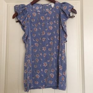 Floral Design Flutter Sleeve H & M Top